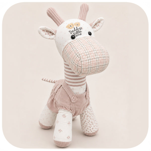 Memory giraffa cucito a mano con tutine bambino