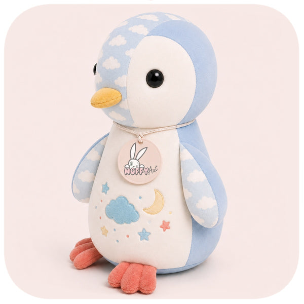 Memory pinguino cucito a mano con tutine bambino