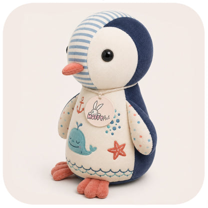 Memory pinguino cucito a mano con tutine bambino